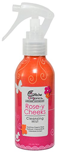 Rose-y Cheeks, Natural Organic Luxe Cleansing Mist for Your Baby's Cute Tushy; Soothing Spray-On No-Rinse Cleanser With Organic Rose Water, Calendula and Chamomile Extract for the Diaper Area; 4 fl oz