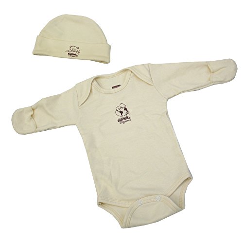 Baby Mink 100% Organic Cotton 2 Piece Newborn Set - Long Sleeve Onesie & Cap