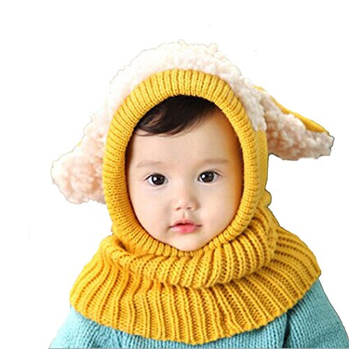 Winhurn 2016 Winter Baby Kids Girls Boys Warm Woolen Coif Hood Scarf Caps Hats (6- 36 Months, Yellow)