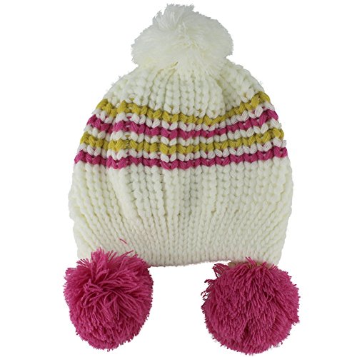 Baby Girls Boys Cute Warm Two Balls Wool Knitted Caps Toddlers Children Hat (white)