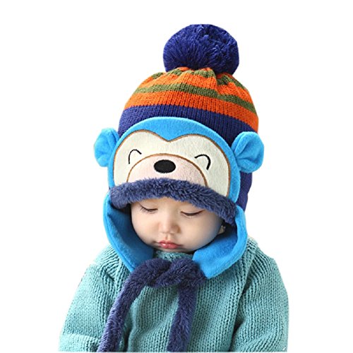 Knit Beanie Cap for Baby, Misaky Winter Warm Kids Girl Boy Ear Thick Hat (Blue)