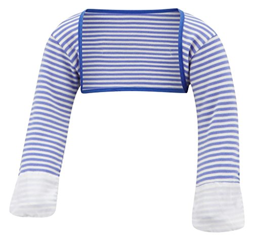 ScratchSleeves | Baby Boys' Stay-On Scratch Mitts Stripes | Blue and Cream | 9 to 12 Months