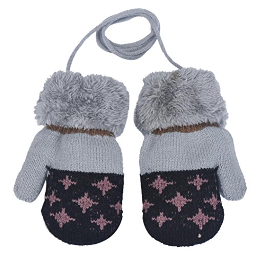 Fineshow Children's Super Soft Cotton Warm Thermal Gloves For 0-12 Months Baby (Black)