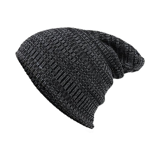 Mikey Store Fashion Unisex Winter Warm Knit Crochet Ski Hat Braided Turban Headdress Cap (Black)