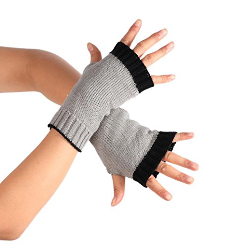 Sunfei Winter Wrist Arm Hand Warmer Knitted Long Fingerless Gloves Mitten (Gray)