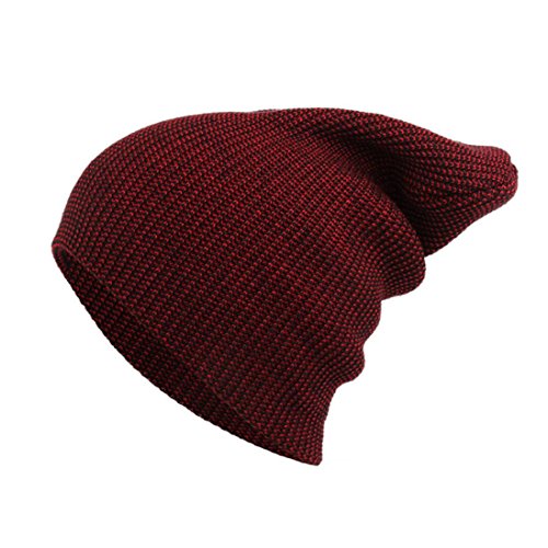 Mikey Store Unisex Winter Knit Crochet Ski Hat Braided Turban Headdress Cap (Wine)