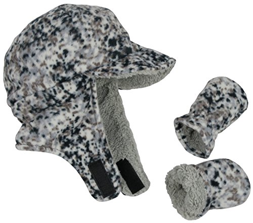 N'Ice Caps Little Boys and Baby Sherpa Lined Fleece Flap Hat Mitten Winter Set (6-18 Months, Digital Camo Infant)