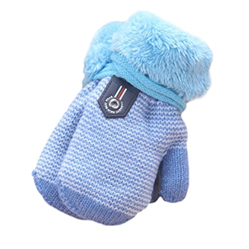 Anboo Lovely Thicken Infant Baby Kids Winter Warm Knitted Gloves (Sky Blue)