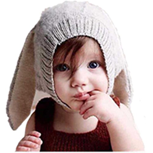 Malltop Baby Rabbit Ear Beanie, Toddler Cute Winter Warm Knitted Crochet Hat