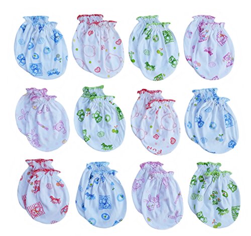 Songbai Newborn Baby Cotton Gloves No Scratch Mittens For 0-6 Months Boys Girls (Newborn 0-6 Months, Set 3)