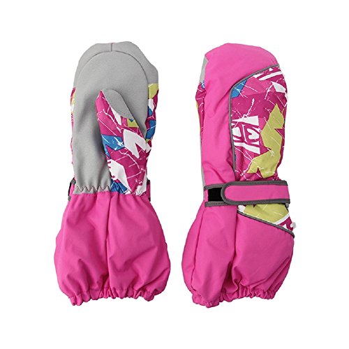 Kocome Children Winter Warm Ski Gloves Boys Girls Outdoor Sports Waterproof (XS, Hot Pink)