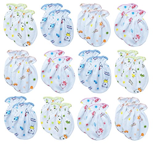 Songbai Newborn Baby Cotton Gloves No Scratch Mittens For 0-6 Months Boys Girls (Newborn 0-6 Months, Set 2)