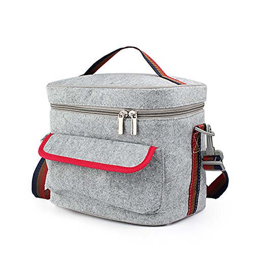 LAMITA-Unique Insulation Lunch Bag Bento Picnic Handbag Thermal Cooler Bag Box for Work, Trip,Picnic, Outdoor Events,8.9 L x 7.7 H Inches in Grey