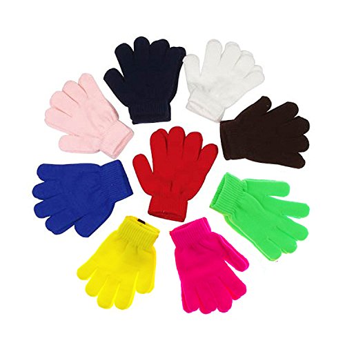 Children Warm Magic Gloves Toddler Winter Gloves Baby Girls Knit Gloves(2 to 6 years old) (Rainbow-Assorted)