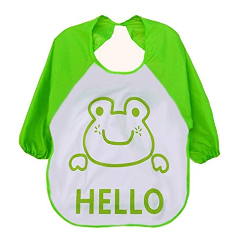 Baby Bibs，Kenvenz Cute Kids Child Baby Cartoon Translucent Plastic Soft Baby Waterproof Bibs (Green)