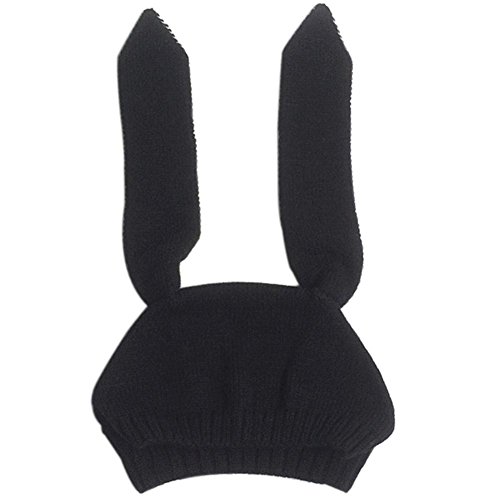 Baby Rabbit Ear Warm Hat, Misaky Toddler Boy Girl Knitted Crochet Beanie Cap (Black)
