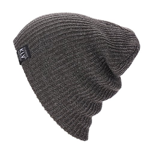 Mikey Store Baggy Warm Crochet Wool Knit Ski Beanie Skull Slouchy Caps Hat (Gray)