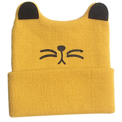 Winhurn Winter Warm Knitted Crochet Cat Ear Beanie Hat Cap for Baby Girl Boy (3 Months - 2 Years, Yellow)