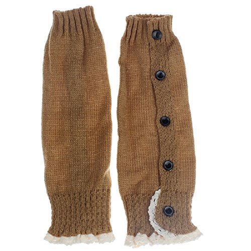 Girl Crochet Socks, Misaky Knitted Lace Boot Cuffs Toppers Leg Warmer Socks (Free Size, Khaki)