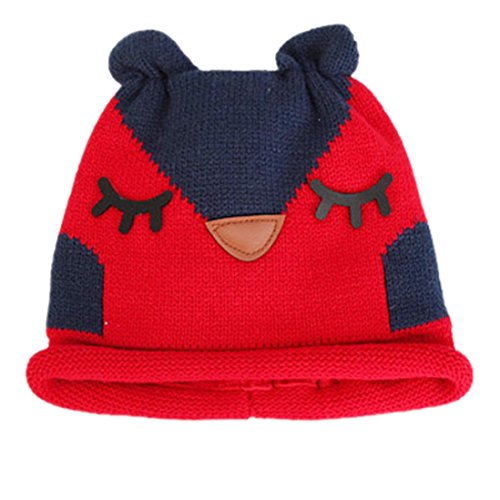 Charberry Cute Baby Kids Girls Boys Winter Warm Woolen Round Caps Hats (Red)