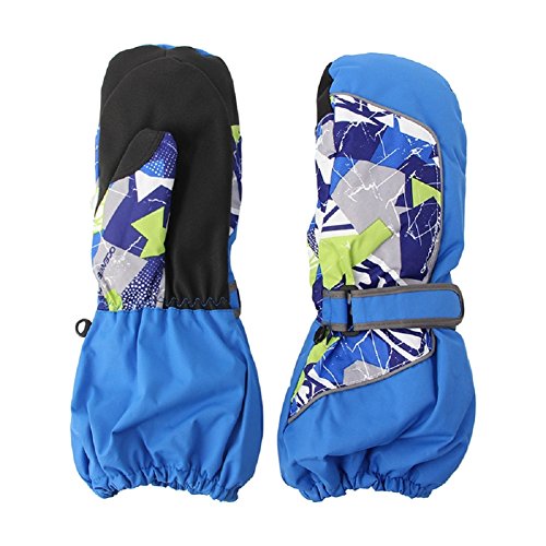 Kocome Children Winter Warm Ski Gloves Boys Girls Outdoor Sports Waterproof (M, Blue)