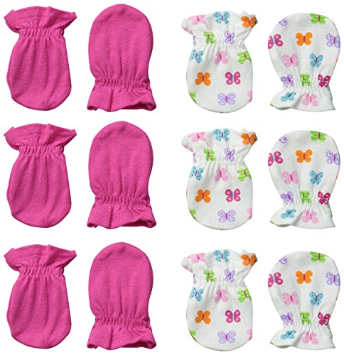 Always Baby Baby-Girls Butterfly 6 Piece Mittens Bundle, Butterfly, 0-3 Months