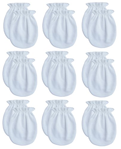 Songbai Newborn Baby Organic Cotton Gloves No Scratch Mittens For 0-6 Months Boys Girls (Newborn 0-6 Months, 9-pairs/white)