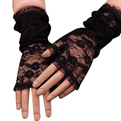 Hollow-Out Fingerless Gloves Skid Resistance Pattern Lace Fingerless Gloves