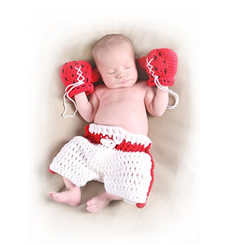 Newborn Baby Photography Outifts Props, Infant Crochet Boxer Boxing Gloves