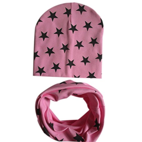 Mikey Store Baby Hat Scarf Infant Children Scarf Child Scarf Hats Caps (Pink)