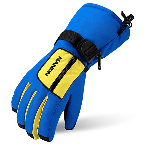 Magarrow Boys and Girls Winter Warm Windproof Snowboard Gloves Waterproof Outdoor Ski Gloves (Blue,XS)