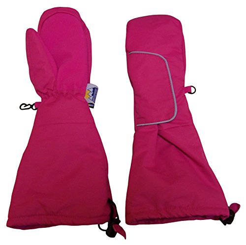 N'Ice Caps Kids Thinsulate Easy On Velcro Wrap Mittens with Elbow Length Cuff (2-3yrs, Fuchsia)