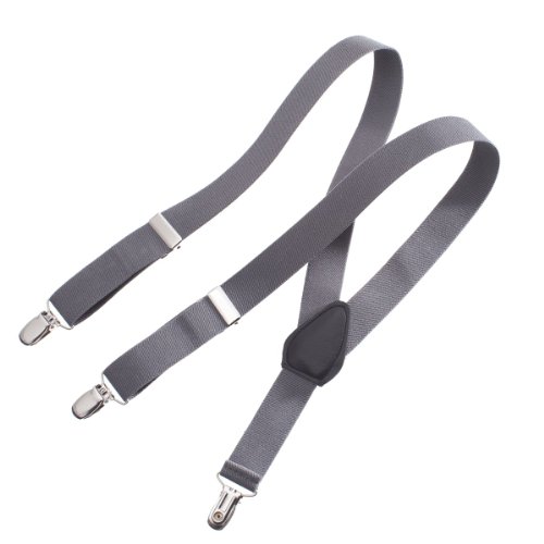 Clips N Grips Child Baby Toddler Kid Adjustable Elastic Suspenders Solid Color Y Back Design,Upto 5' Tall, Grey 30