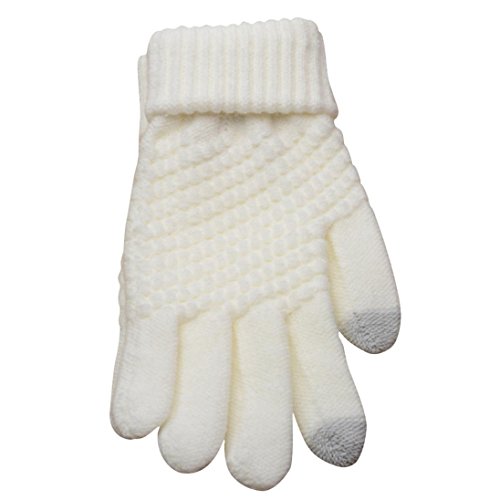 Hot Sale !!! Women's Winter Gloves ,Jushye Mens Unisex Knit Wool Man Women Winter Keep Warm Mittens Gloves Ideal for Driving, Cycling, Motorcycle, Camping etc (white)