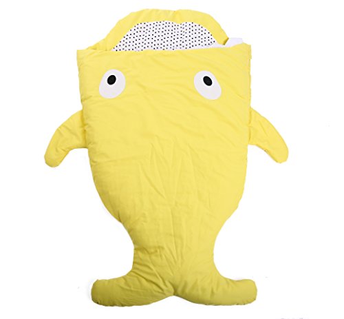 Shark Whale Baby Sleeping Bag Ages 0-36 months，Newborn Swaddling Sleepsacks , Cotton Unisex Nursery Toddler by QBLEEV, Warm Wrapping Skin-friendly Stroller Bedding Air-conditioned Yellow 38.6-Inc