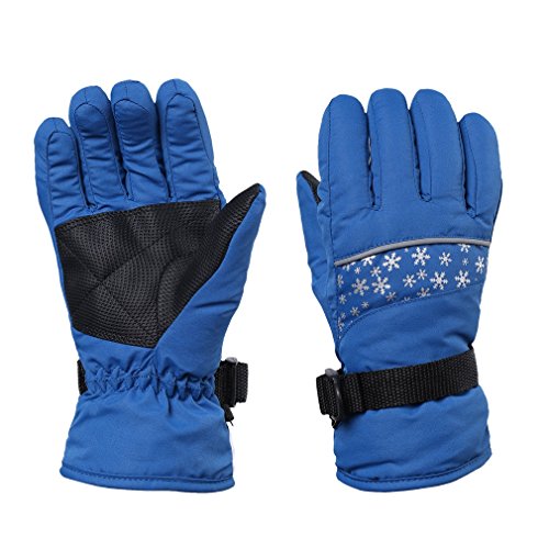 FISOUL Kids Winter Gloves Children Snowboard Gloves with Adjustable Wrist Strap (S, Lake Blue)