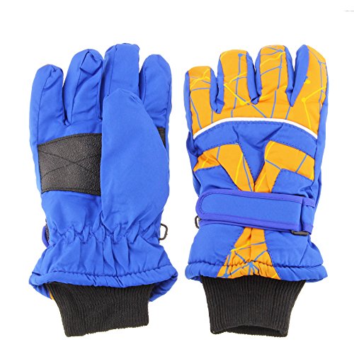 Insulated Winter Cold Weather Ski Gloves for Kids (Boys and Girls) Waterproof Windproof (Small, Blue)