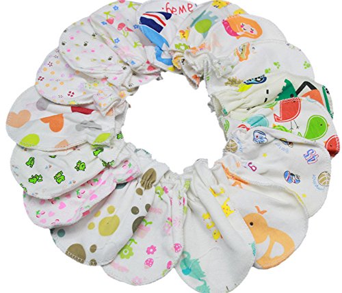ZJY Baby Mittens, Stop Scratches and Germs, Pure Cotton, by Delight (Random 10 pairs)