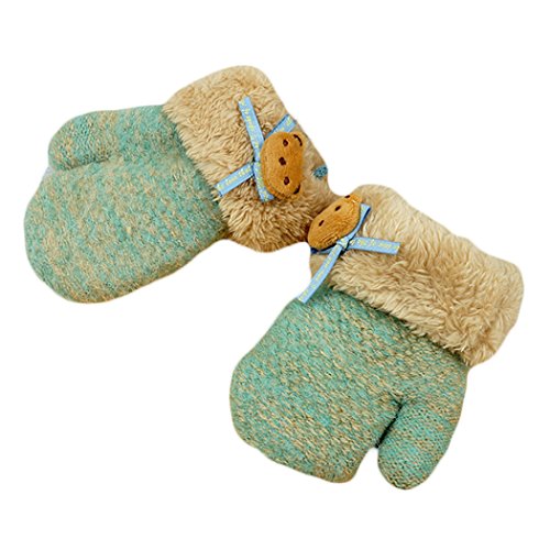 Hikfly Knit Mittens Gloves for Baby (1-3 years) (Green)
