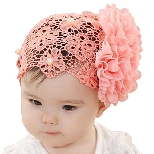 YOUR GALLERY Baby Girls Bright Lace Flower Bling Pearl Rhinestone Cap Hairband