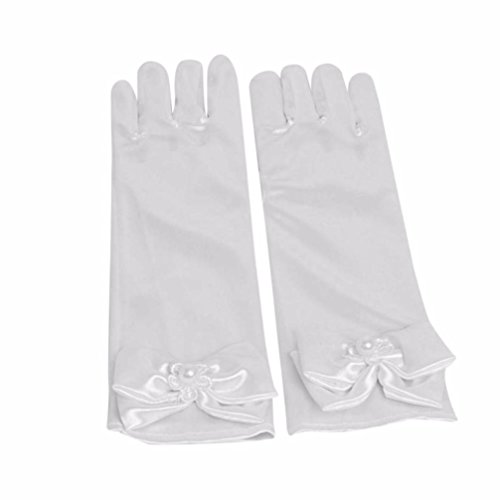 YJYdada Infant Baby Child Girls Elbow Long Party Gloves Wedding Gloves (White)