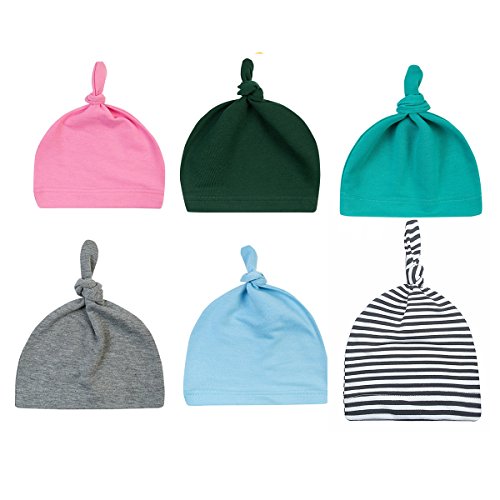 Menglihua Unisex Newborn Toddler Infant Cotton Soft Cute Lovely Adjustable Knot Hat 6PACK B One Size