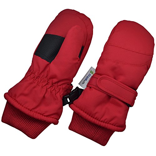Children Toddlers and Baby Mittens Made With Thinsulate and Fleece - Winter Waterproof Gloves - KX GEAR by Zelda Matilda, Red, 1-2 years