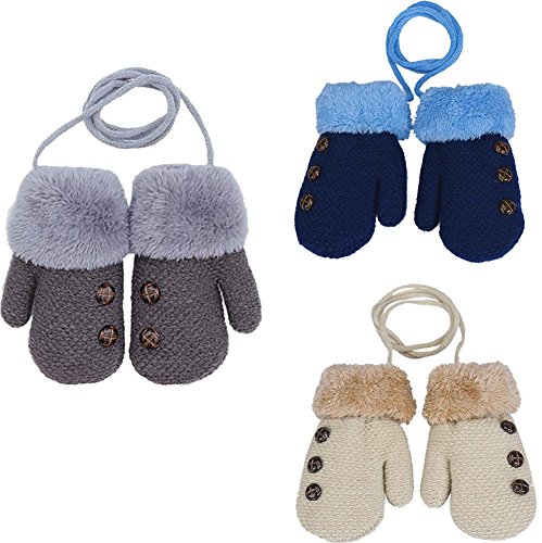 Unisex Baby Toddler and Kids Gloves With Winter Thick Warm Mittens for 1-7 Years(3pairs) (1-3 Years old)
