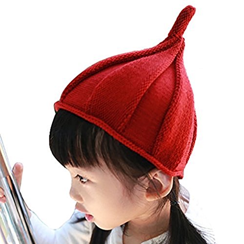 Beaumens 2 Pack Baby Warm Knit Pointed Cute Crochet Twist Hat Unisex Boys Girls Toddler Kids (Blue/Red)