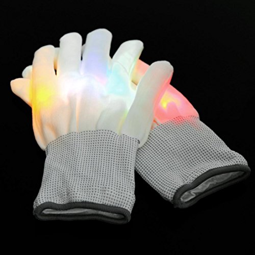 YJYdada Electro LED Multi-Color Flashing Gloves Light Up Halloween Dance Rave Party Fun (Multicolor)