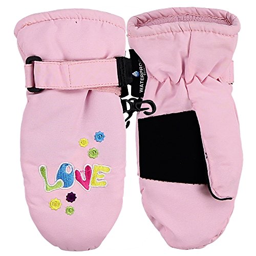 Toddler Girl's Embroidered Winter Mittens - 87135 (Lt Pink Love)