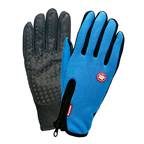 Winter TouchScreen Gloves,Huayang Windproof Riding Zipper Gloves Women Men Skiing Mittens Keep Warm While Use Phone(blue-M)