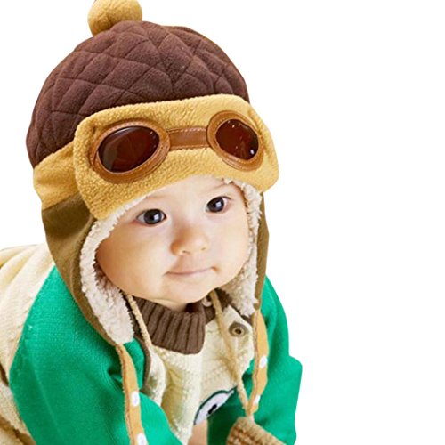 FORESTIMEBoys Winter Warm Cap Hat Beanie Pilot Crochet Earflap Hats 6-12 Months (C)