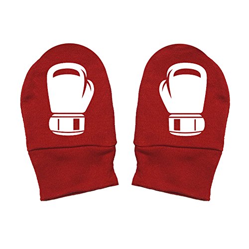 Mashed Clothing - Boxing Gloves - Baby Boy Baby Girl Boxer Gift Thick Premium, Thick & Soft Baby Mittens (Red, White Print)